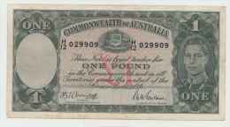 AUSTRALIA 1 Pound 1942 VF+ Pick 26b 26 B - WWII Issues