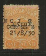 AUSTRALIA VICTORIA CATTLE  REVENUE 1927 £1 ORANGE BF#16 - Fiscaux