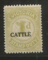 AUSTRALIA VICTORIA CATTLE  REVENUE 1927 1D GREEN NHM  BF#01 - Fiscaux