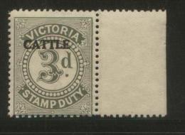 AUSTRALIA VICTORIA CATTLE  REVENUE 1927 3D GREEN MARGINAL COPY NHM  BF#02 - Fiscale Zegels