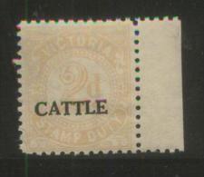 AUSTRALIA VICTORIA CATTLE REVENUE 1951 2D BROWN NHM MARGINAL COPY BF#40 - Fiscale Zegels