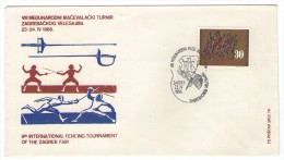 YUGOSLAVIA JUGOSLAVIJA  COMMEMORATIVE COVER 1966 ZAGREB MACEVALCKI TURNIR FENCING TOURNAMENT OF ZAGREB FAIR - Covers & Documents