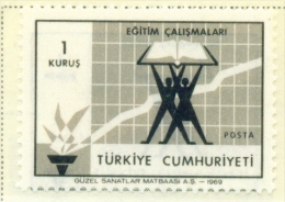 TURKEY  -  1969  Turkish Economy  1k  Mounted/Hinged Mint - Unused Stamps