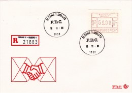 E01-021 - Belgique Enveloppe FDC Recommandé 21883 Va - Vignette  Du 16-11-1981 - COB  - Cachet De 1050 Elsene 1 - Série - Sonstige & Ohne Zuordnung