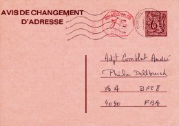 C01-153 - Belgique CEP - Carte Entier Postal - Changement D'adresse  Du 0-1-1900 - COB  - Cachet De Montignies Sur Sambr - Addr. Chang.