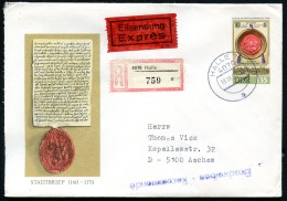 DDR U11 Umschlag EINSCHREIBEN EILSENDUNG Halle-Aachen 1990  Kat. 25,00 € - Enveloppes - Oblitérées