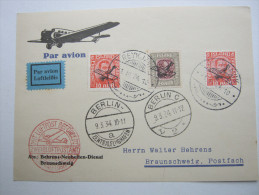 1934, Flugkarte Nach Berlin - Lettres & Documents