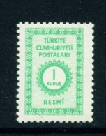 TURKEY  -  1965  Official  1k  Mounted/Hinged Mint - Unused Stamps