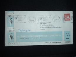 LETTRE POUR FRANCE TP 20 H OBL.MEC. 27 II 64 PRAHA 025 + CONGRESSUS RHEUMATOLOGICUS CECHOSLOVACUS + GRIFFE: Tiskopis - Brieven En Documenten