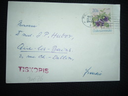 CARTE POUR LA FRANCE TP FLEURS OBL.MEC. 15 X 1967 PRAHA 025 + GRIFFE: TISKOPIS - Briefe U. Dokumente