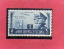 AOI AFRICA ORIENTALE ITALIANA 1941 FRATELLANZA D´ARMI ASSE ITALO-TEDESCA POSTA AEREA AIR MAIL LIRE 1 LIRA MNH - Afrique Orientale Italienne