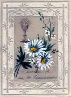 CARTE SOUVENIR DE 1ERE COMMUNION EN PLEXIGLAS TRANSPARENT  PEINTE A LA MAIN SUPERBE - Kommunion