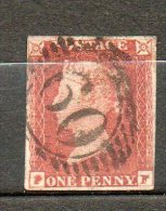 Grand Bretagne Victoria 1p Rouge Brun 1840  N°3 - Usati