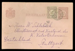 HANDGESCHREVEN BRIEFKAART  Uit 1894 GELOPEN Van DEN HAAG Naar STUTTGART * NVPH NR 33 + VOORDRUK * MENGFRANKERING (9697g) - Lettres & Documents