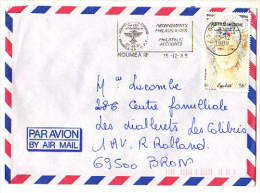 Nouvelle Calédonie Lettre Par Avion 15/12/1989- BRON - 69 - - Cartas & Documentos