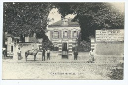 TOP CPA CHELLES ANIMEE, ANIMATION DEVANT L'USINE DES HAUTES NONNETTES L. ETERLET, FABRICANT DE PLATRE CHAUX BRIQUES, 77 - Chelles