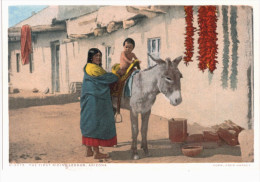 INDIEN ... INDIAN ... THE FIRST RIDING LESSON ... ARIZONA ... ANE ... DONKEY - Amérique