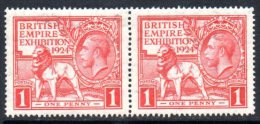 GB Great Britain GV 1924 Wembley 1d Value Pair, Lightly Hinged Mint - Ungebraucht