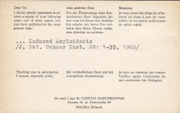 Poland DR. MED. TADEUSZ MARCINKOWSKI, POZNAN 1962 Card Karte To Denmark (2 Scans) - Lettres & Documents