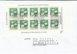 Finnland 1996  MiNr. 1350  (10x) Markenheft-  Blatt  "Weiße Seerose"  Ersttagsstempel Auf Brief - Covers & Documents