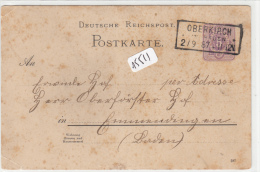 Philatélie - Allemagne - Oberkirch  - Entier Postal Circulé En 1887 - Sonstige & Ohne Zuordnung