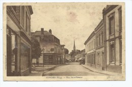 CPSM CONCHES, EPICERIE COMESTIBLES, BELHOMME, PUB KUB, RUE ST SAINT ETIENNE, Format CPA, EURE 27 - Conches-en-Ouche