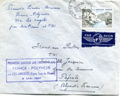 Polynésie - Premier Vol TAI - FRANCE POLYNESIE Via LOS ANGELES - 5 Mai 1960 - R 1559 - Covers & Documents