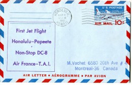 Polynésie - Premier Vol TAI AIR FRANCE  - HONOLULU PAPEETE - 4 Mai 1961 - R 1562 - Lettres & Documents