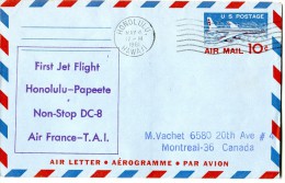 Polynésie - Premier Vol TAI AIR FRANCE  - HONOLULU PAPEETE - 4 Mai 1961 - R 1562 - Storia Postale