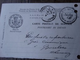 Carte Postale De Service Ministère Des Chemins De Fer OBL Bruxelles,vers Bourlers 04/06/1926 - Otros & Sin Clasificación
