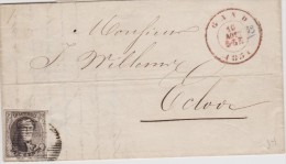 Belgique Lettre N°3 De GAND 10/8/1851 Vers EECLOO Timbre 4 Marges+voisin "ogenvrije"  TTB - 1849-1850 Medallones (3/5)