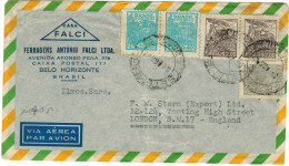 BRASILE - BRASIL - 1952 - Via Aerea - Par Avion - Air Mail - 5 Stamps - Viaggiata Da Belo Horizonte Per London, England - Covers & Documents