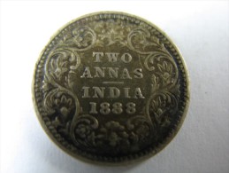 INDIA BRITISH TWO 2 ANNAS ANNA  1888 SILVER COIN SHARP DETAILS  LITTLE COIN  VICTORIA LOT 15 NUM 18 MOVED TO  LOT 100 - India