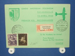 FFC First Flight 042 Amsterdam - Geneve Zwitserland1946 - A228c (nr.Cat DVH) - First Flight Covers