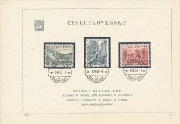 Czechoslovakia / First Day Sheet (1953/12) Praha 1 (9k): Construction Of Socialism - Dam (Slapy) Blast Furnace (Kuncice) - Agua