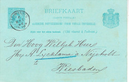 1892 Bk Naar Wiesbaden Met Kl.rond Leeuwarden Van 5 MRT 92 - Lettres & Documents