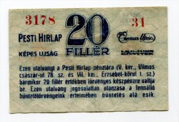 Hongrie Hungary Ungarn (ND)  20 Filler "" PESTI  HIRLAP "" # 2 - Ungarn