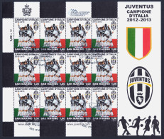 2013 SAN MARINO "JUVENTUS CAMPIONE D´ITALIA 2012/2013" MINIFOGLIO ANNULLO PRIMO GIORNO - Usati