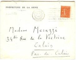 LGM - SEMEUSE LIGNEE 50c DE ROULETTE SEUL SUR LETTRE "PREFECTURE DE LA SEINE" 17/6/1930 - Roulettes