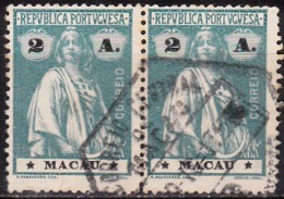 MACAU - 1913-15,  Ceres.  2 A. (Papel Esmalte)  (PAR)  D. 15 X 14)   (o)  MUNDIFIL  Nº 212b - Used Stamps