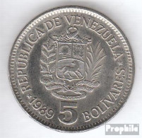 Venezuela KM-Nr. : 53 1989 Typ A.2 Sehr Schön Stahl, Nickel Plattiert Sehr Schön 1989 5 Bolivares Wappen - Venezuela