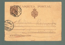 SPAIN ESPAGNE ENTIER POSTAL STATIONERY 1889  1893  ALFONSO XIII  10 C  CASTAÑO - 1850-1931