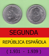 SPAIN / SECOND REPUBLIC Segunda República  (1.931 / 1.939)  5 CÉNTIMOS  1.937  IRON  KM#752  SC/UNC   DL-11.192 - 5 Centiemos