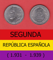 SPAIN / SECOND REPUBLIC Segunda República  (1.931 / 1.939)  5 CÉNTIMOS  1.937  IRON  KM#752  SC/UNC   DL-11.197 - 5 Centiemos