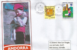 Enfants Andorrans En Costumes . Lettre Du Village D'Encamp, Adressée En Espagne - Brieven En Documenten