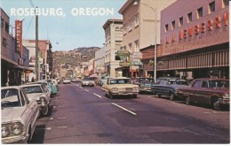 Roseburg Oregon, Main Street Scene, Autos, Business Signs, C1960s Vintage Postcard - Otros & Sin Clasificación