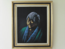 Asie :Tableau Sur  Toile De Soie Type Asiatique   Portrait Femme - Aziatische Kunst