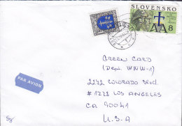 Slovakia Par Avion Label 1993 Cover Brief To Unites States Rokov Od Prichodu Cyrila A Metodo Stamp - Covers & Documents