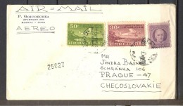 1947 CUBA, SOBRE CIRCULADO ENTRE LA HABANA Y PRAGA, CORREO AÉREO, TRÁNSITOS DE MIAMI Y WASHINGTON, LLEGADA - Briefe U. Dokumente