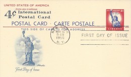 USA STATUE Of LIBERTY POSTAL CARD Sc UX45 FDC 1956 - 1941-60